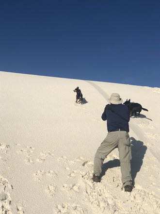 Alex and Pups at White Sands