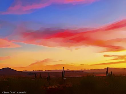 Painted Pre-Dawn Desert Sunrise